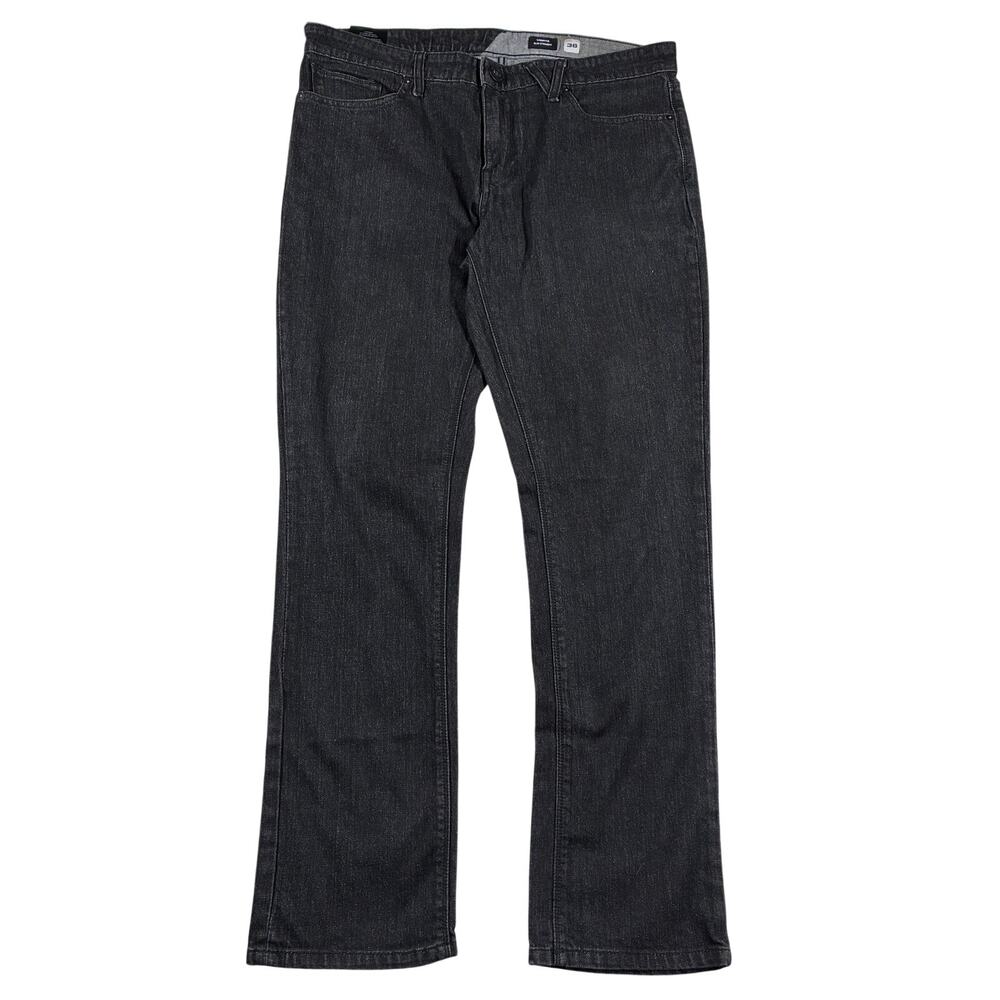 Volcom Vorta Jeans Mens 36 x 29 Black Slim Straight Fit Comfort Stretch Skater